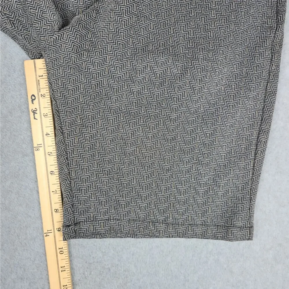 Mauvais 38 Louvre Gray Flat Front Shorts Logo Waistband Geometric Print Pattern